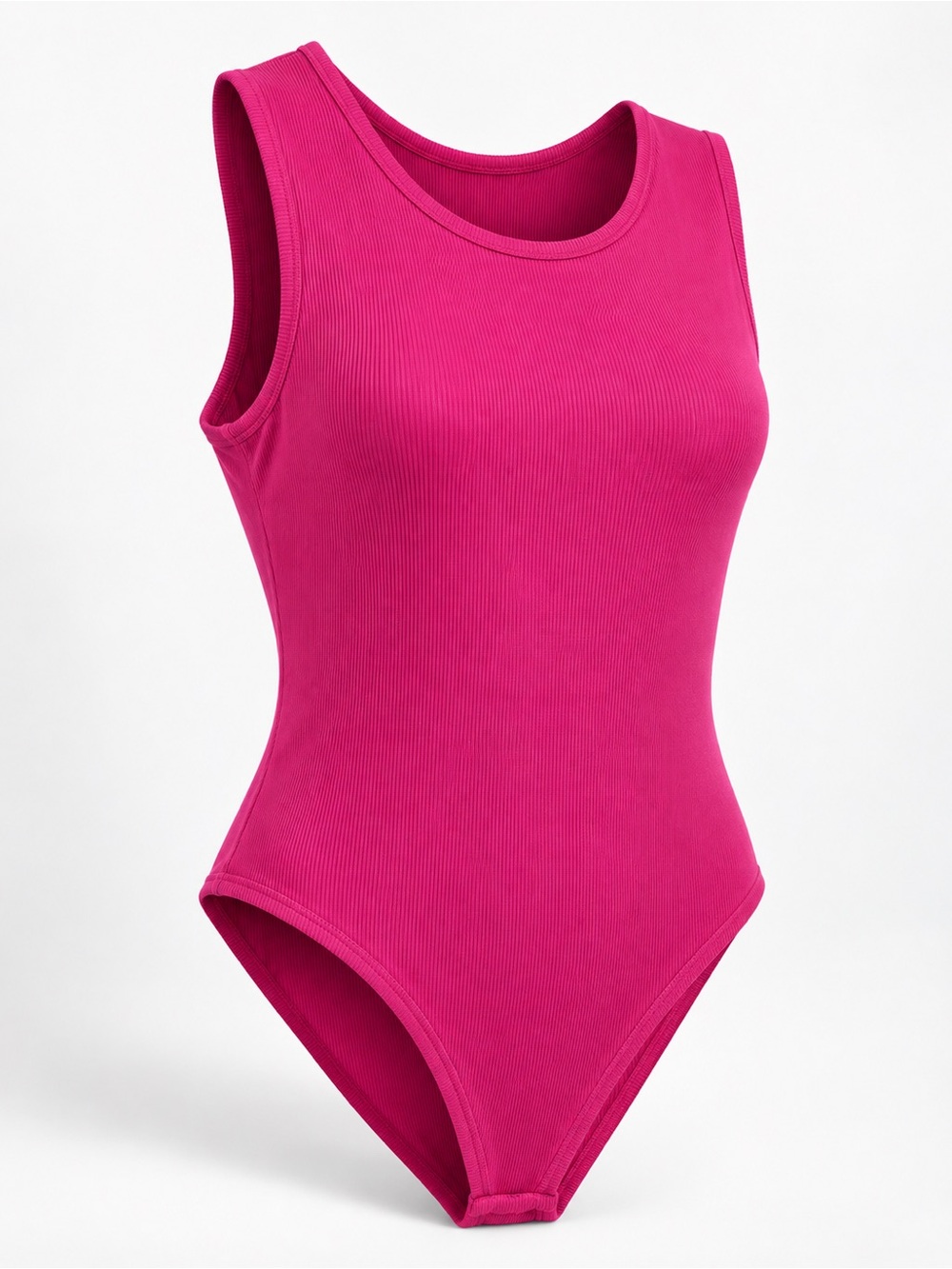 Fuchsia Ribbed Tank One-Piece Swimsuit - Picture 3 of 4